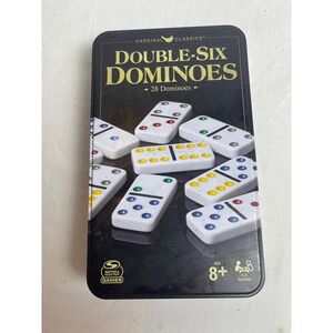 Cardinal Classics Double-Six Dominoes 28 Color Dot Tiles with Storage Tin